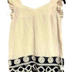 Solitaire NWOT Cream and Navy Crochet Detail Blouse‎ Photo 0