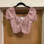 Princess Polly Crop Top Short Sleeve Button Up Dusty Rose Floral Photo 1