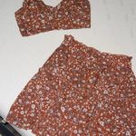 Floral Two Piece Skirt Set Orange Size L Photo 2