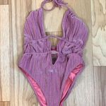 Ramy Brook NEW Marta Sparkle Knit Shirred One Piece Swimsuit Seashell Pink Small Photo 5