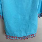 J.Crew Embroidered Top Turquoise Women XS Short Sleeves Vacation Ruffle Floral Photo 10