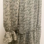 Allison & Kelly Nwt  Floral Long Sleeve Dress Size M Sage Color Ruffle Trim Photo 6