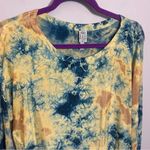 XCVI  Tie Dye blue yellow long sleeve tunic top Photo 2