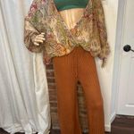 SNDYS Revolve Orange High Waist Ribbed Knit Flare Pants Hendrix Size M Photo 3