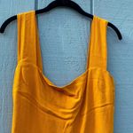 Reformation Mustard gold yellow midi dress by  with wide straps and front slit Photo 5