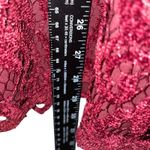 Chico's  Lace Trim Blazer Jacket Open Front Burgundy Career Size 3 Suede Boho‎ Photo 2