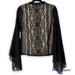 Liberty Love  small juniors black lace blouse large bell sleeves tan lined dressy Photo 1