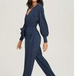 Something Navy  V Neck Long Sleeve Jumpsuit Navy Photo 1