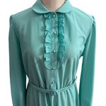 Vintage Jennifer Gee Belted Dress Womens‎ L Seafoam Green Ruffled A Photo 1