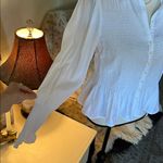 Loft  Smocked Peplum white pirate boho chic goth feminine Blouse M Photo 2