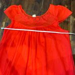 Vintage red embroidered floral‎ satin gown Photo 8