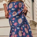 Marine layer 🆕 NWOT  Corinne Doublecloth Midi Skirt Batik Floral Tiered Size XS Photo 0