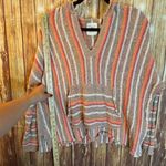 Ripndip Rip Curl Women Striped Knit Hoodie Pullover Kangaroo Pocket Boho Cottagecore M Photo 3