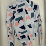 Women’s Geometric Long Sleeve Swimsuit one piece padding front zipper NWOT L White Size L Photo 5