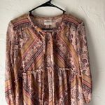 Knox Rose  Women's Size XS Chiffon Boho Peasant‎ Red Flowy Babydoll Top Photo 1