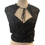 Free People Ma Cherie Black Floral Blouse in Size Small Photo 0
