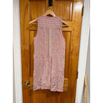 Faherty 100% Linen Striped Sleeveless Tunic Dress XS Pink Beige Button Front Photo 5