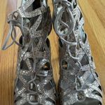 Sam Edelman Essex Beige & Gold Lace Up Leather & Suede High Heel Sandals, size 7.5 Photo 14