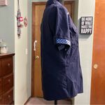 Elly navy blue short sleeve button down top blue gingham accents size 46 (L) Size L Photo 1