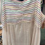 Lovestitch Cream Metallic Stripe Drop Crotch Shoulder Tie Haram Jumpsuit Photo 2