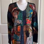 MARGUERITA Tea Time Vintage Theme Ladies Hats Gloves Black Sweater Painted Art Size M Photo 11