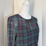 J.Crew  Glendale Tartan Plaid Dress Ruffled Navy Green Red Size Medium Photo 2