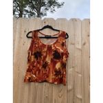 Perceptions  Tank Top Blouse‎ Women's 12p  Stretch fall Floral Orange Brown Photo 2