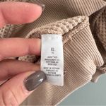 Aerie Waffle Weave Chicago Oversized Crewneck Sweatshirt Light Tan XL Photo 7