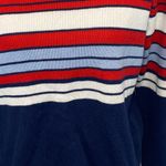 Marsh Landing  Sweater Vintage V Neck 100% Cotton Striped Red/Blue/White-Medium Photo 1
