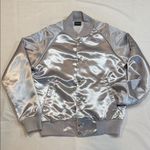 KYLIE Cosmetics Silver Satin Bomber Jacket Photo 3
