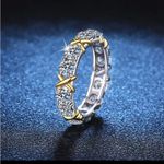 Anthropologie Tiffany Style Gold and Silver Women's Ring 9.25 Sterling Silver & Moissanite Photo 1