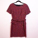 Trina Turk Belted Short Sleeve Peplum Sheath Dress Duchess Cotton Wool Tweed 8 Photo 0