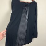 Soft Surroundings Tunic Sweater Womens Medium Black Wool Blend Pleated Tie Back Photo 3