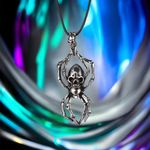 Retro Spider Pendant Domineering Personality‎ Double Skull Zinc Alloy Necklace Black Photo 14