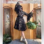 1950s winter dream floral black lace wedding dress union made handmade Size M Photo 1