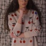 Madewell  size XS Cherry Jacquard Pullover Sweater Photo 7