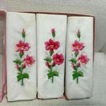 Embroidered Floral Ladies Hankies Vintage Set Of 3 In Original Box Pink Photo 2