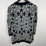 Talbots  Cardigan Womens M Blue Ivory Geometric Knit Open Front Cotton Photo 5