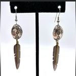 Vintage Native American Sterling 925 Silver Feather Earrings Photo 1