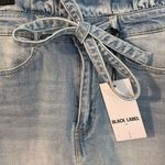 Black Label High Rise Paperbag Shorts Light Wash Tie Waist Denim Womens Large Photo 2