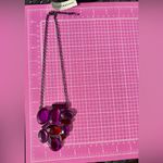 Lucky Brand  Elegant Pink Gemstone chain Necklace black tone 24” Photo 2