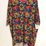 LuLaRoe Top Irma Black w/ Hibiscus Floral Pattern Sz 2X BNWT High Low Tunic Tee Photo 0