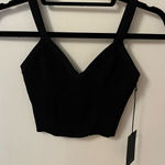 Cuts Clothing Cuts Black Ribbed V-Neck Crop Top Photo 0