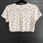 YUMMY SOFT Cherries Ribbed Short Sleeve Crewneck Crop Top Shirt Women’s M EUC White Size M Photo 3
