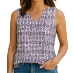 Willi Smith Ladies Sleeveless Black & White Blouse ~ V Neck ~ Women's Size SMALL Photo 0