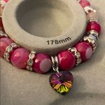 Pink bling Beaded Bracelet with Heart Charm Photo 2