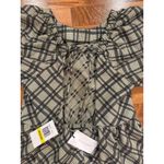 Line and Dot Line and‎ dot Plaid Mini Dress Women Medium Puff Sleeve Tie Back fall preppy NWT Photo 3