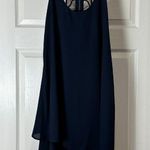 BCBG Paris Navy A Line Swing Dress w Ladderback Detail Handkerchief Hem Size 6 Blue Photo 1