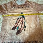 Indian Feather Western Graphic Print Brown T Photo 9