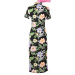 ASOS Keyhole Midi Sketchy Floral Print Asian Chinese Oriental Japanese Cut-Out 4 Photo 5
